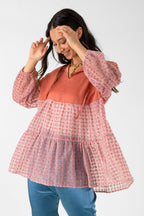 Peach Velvet Burnout Top - FINAL SALE