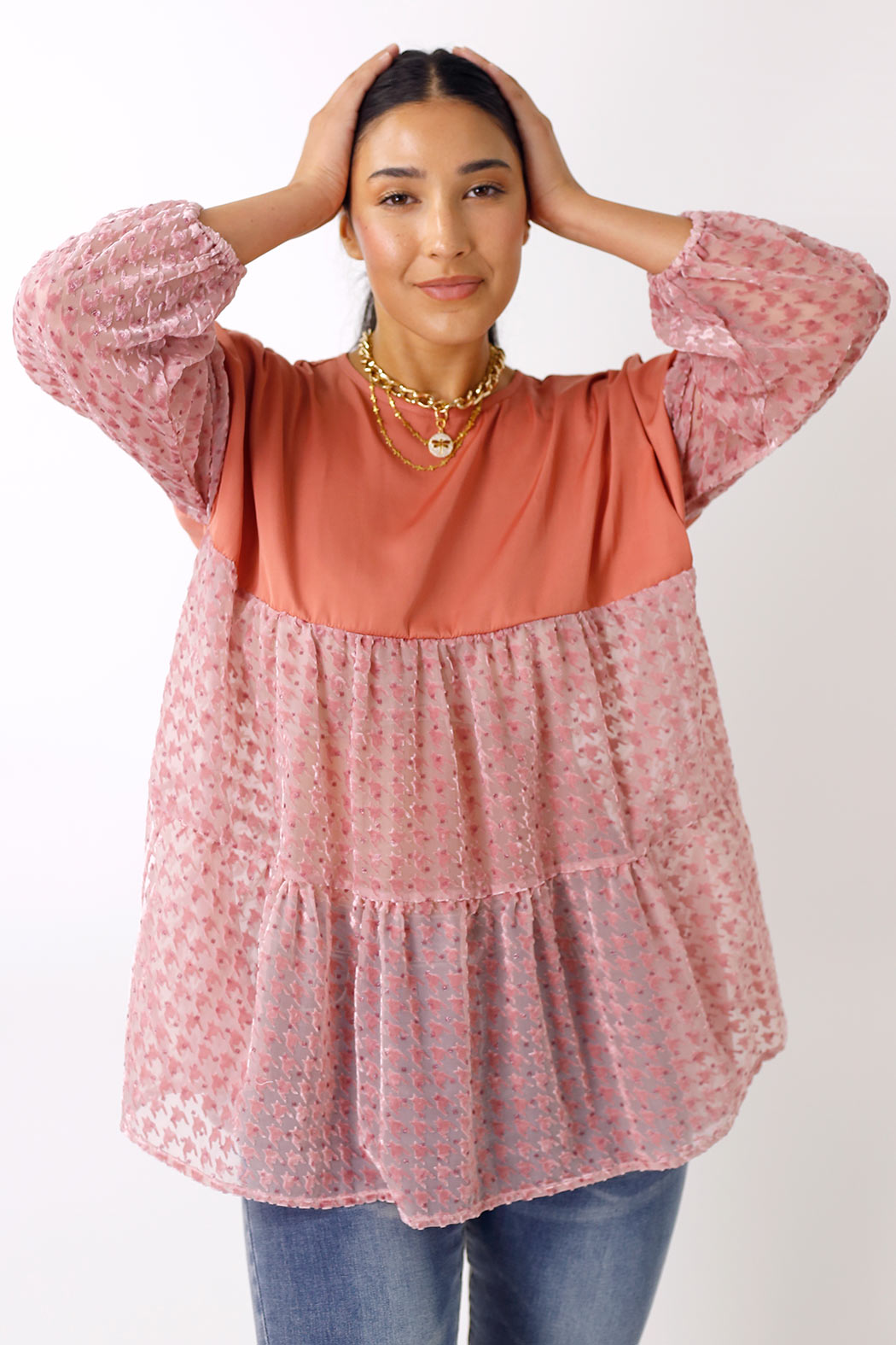 Peach Velvet Burnout Top - FINAL SALE