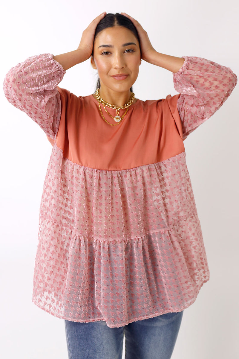 Peach Velvet Burnout Top - FINAL SALE
