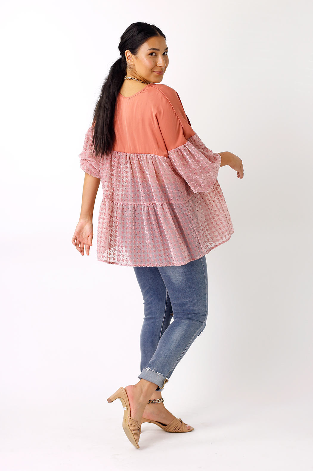 Peach Velvet Burnout Top - FINAL SALE