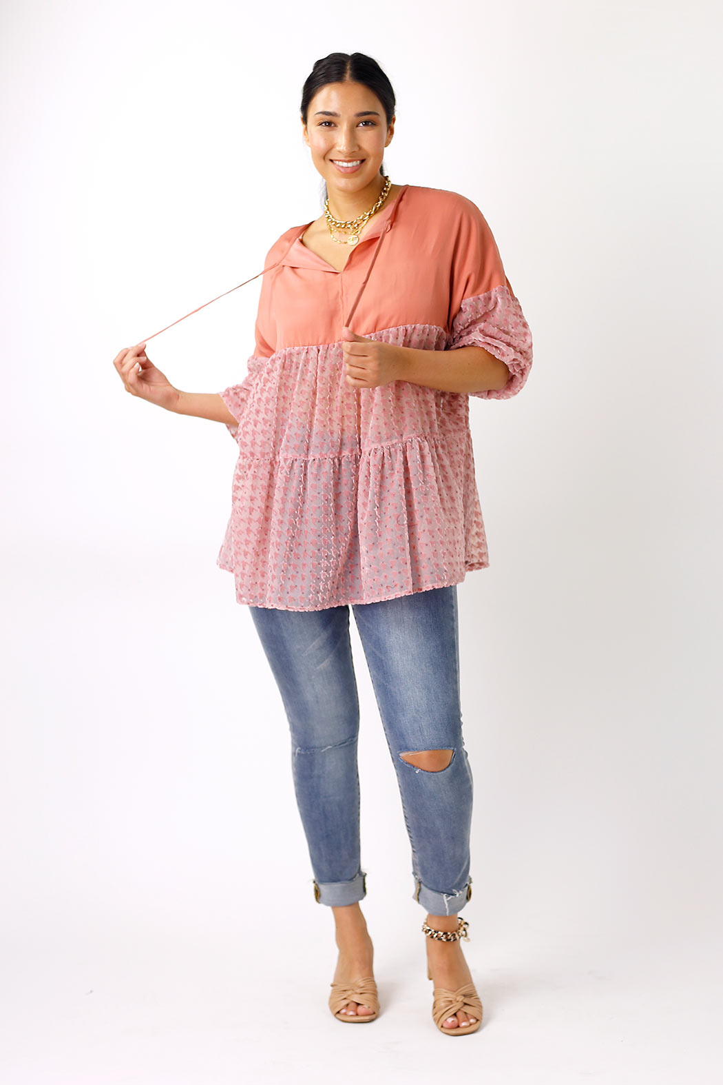 Peach Velvet Burnout Top - FINAL SALE