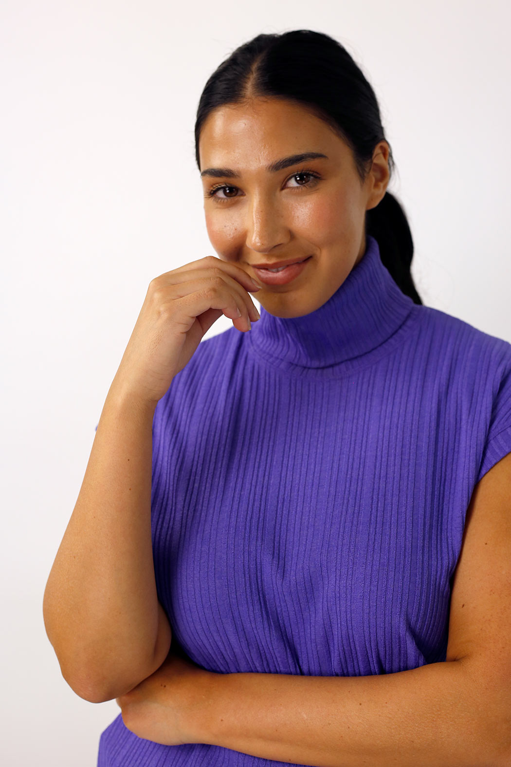 Purple Rib High Neck Top - FINAL SALE