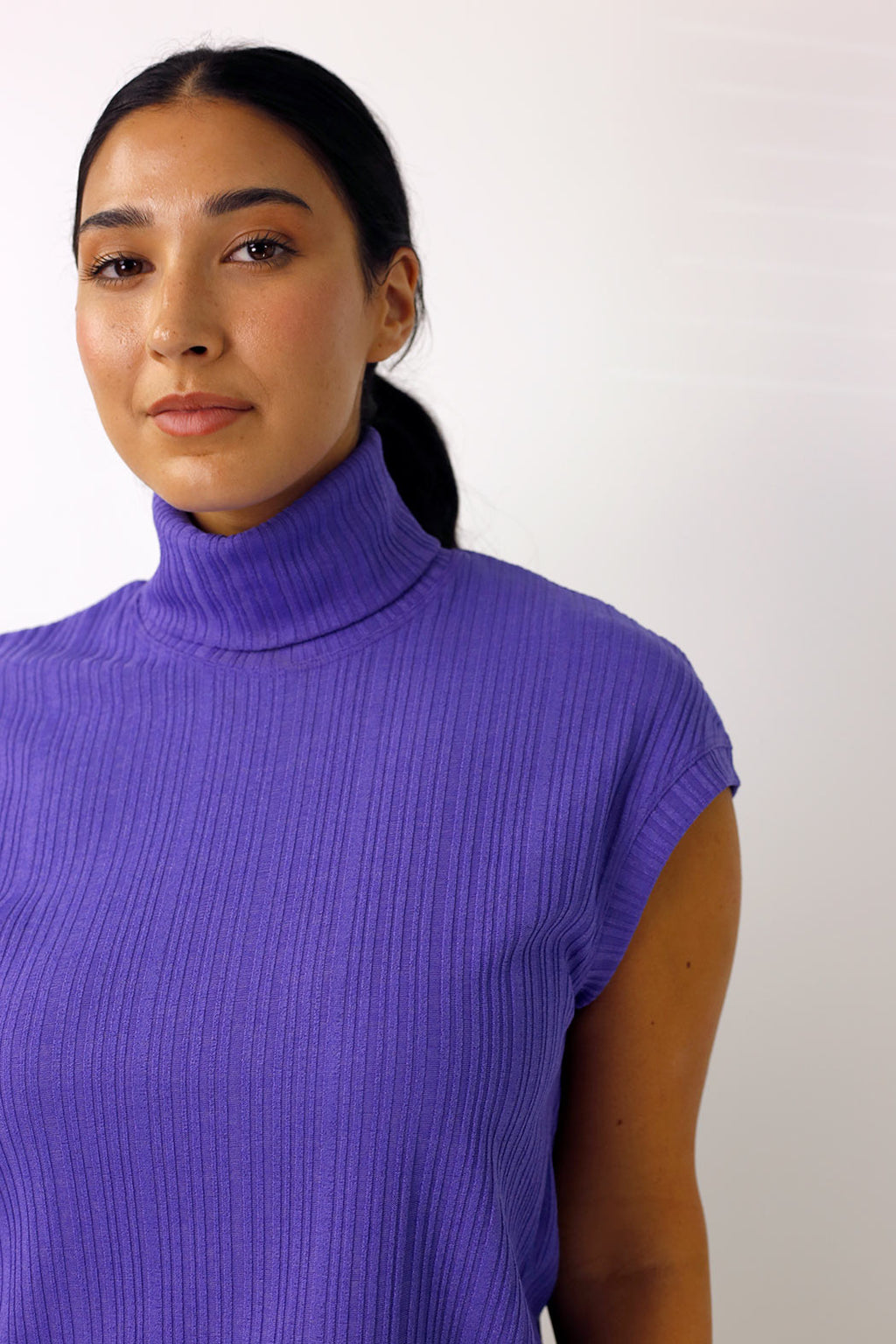 Purple Rib High Neck Top - FINAL SALE
