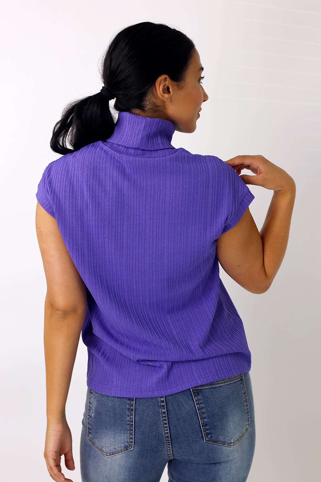 Purple Rib High Neck Top - FINAL SALE