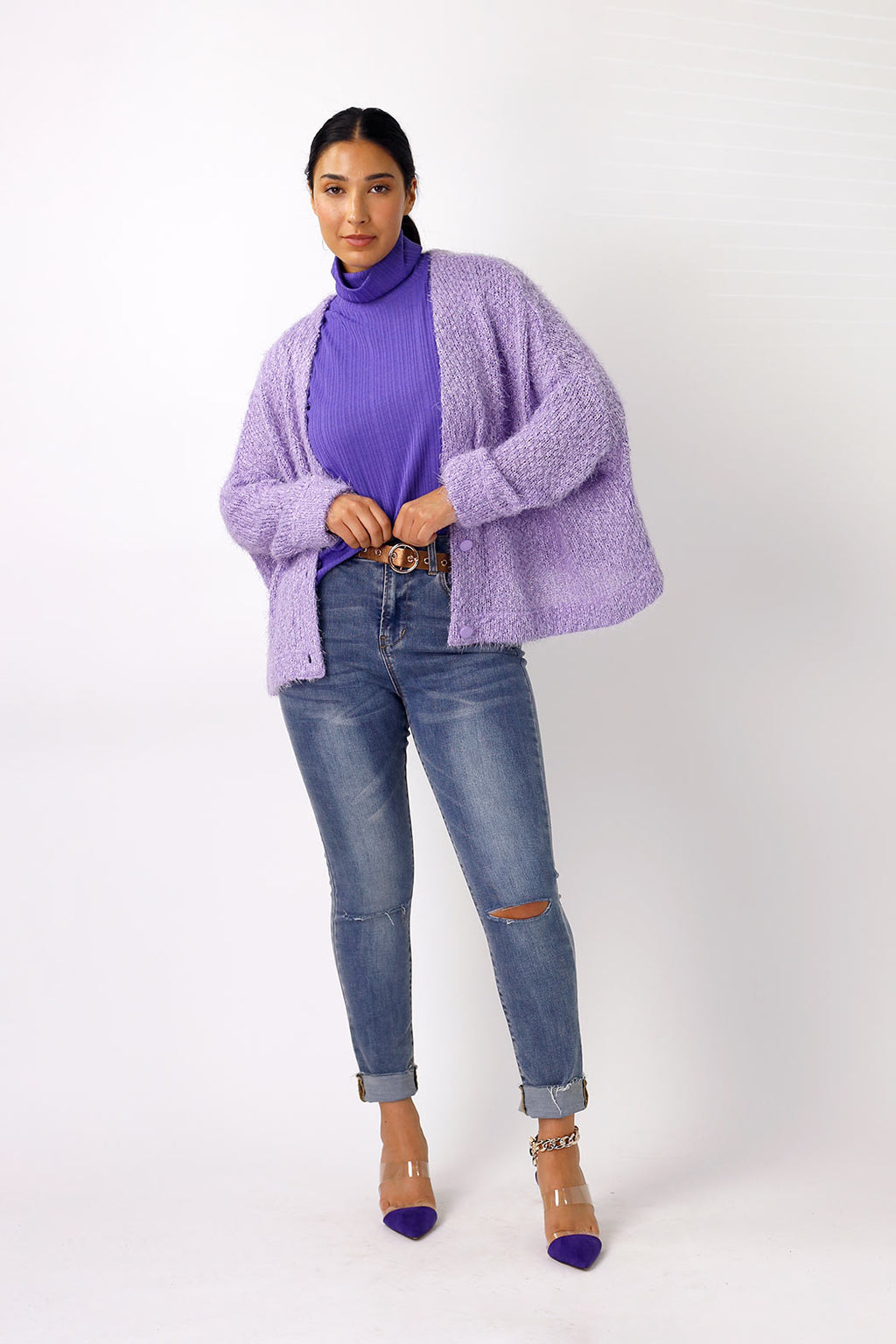 Purple Rib High Neck Top - FINAL SALE