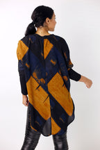 Blue/Tan Chiffon Combo Top