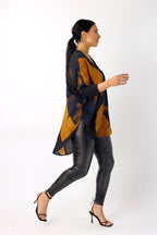 Blue/Tan Chiffon Combo Top