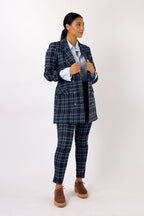 Teal Tartan Ponte Blazer - SALE