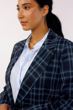 Teal Tartan Ponte Blazer - SALE
