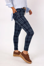Teal Tartan Ponte Slim Pant - FINAL SALE