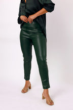 Dark Forest Vegan Leather Slim Pant - SALE