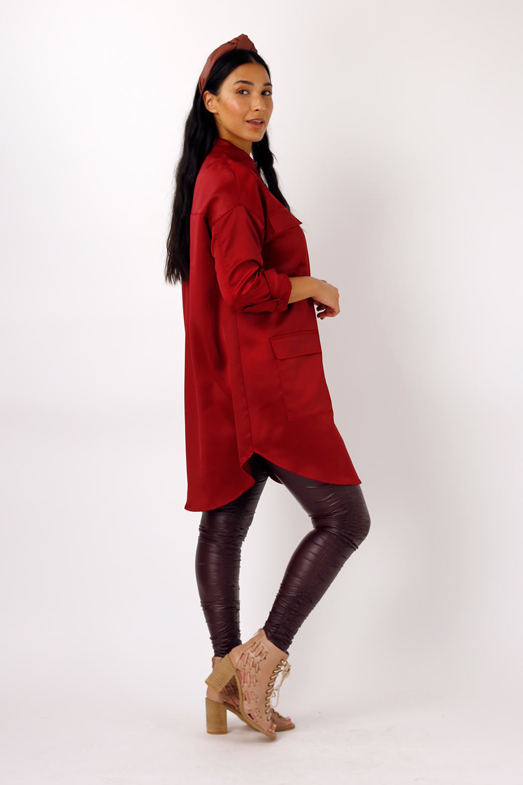 Red Satin Shacket - FINAL SALE