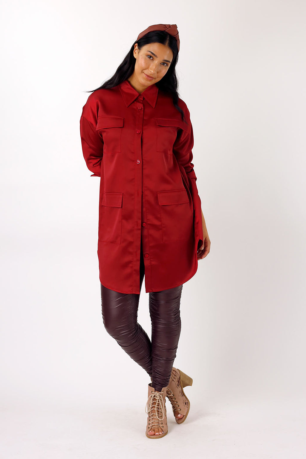Red Satin Shacket - FINAL SALE
