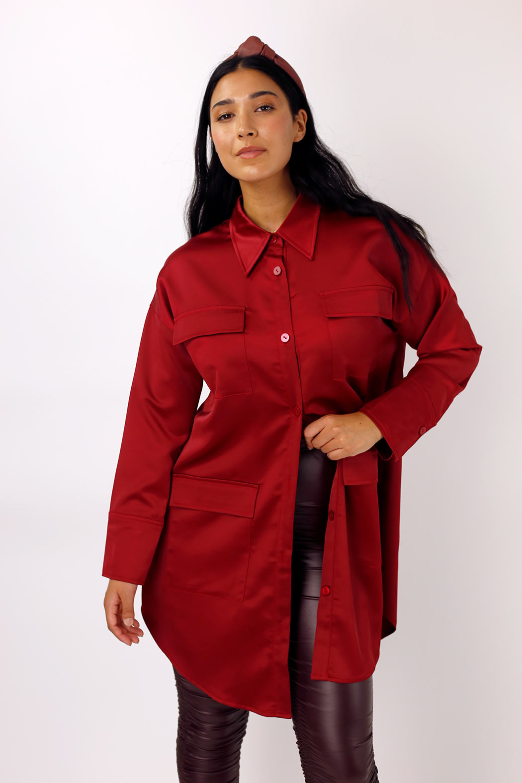 Red Satin Shacket - FINAL SALE