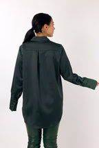 Forest Satin Boyfriend Shirt - FINAL SALE