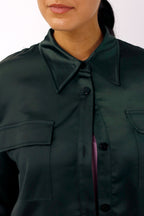 Forest Satin Shacket - FINAL SALE