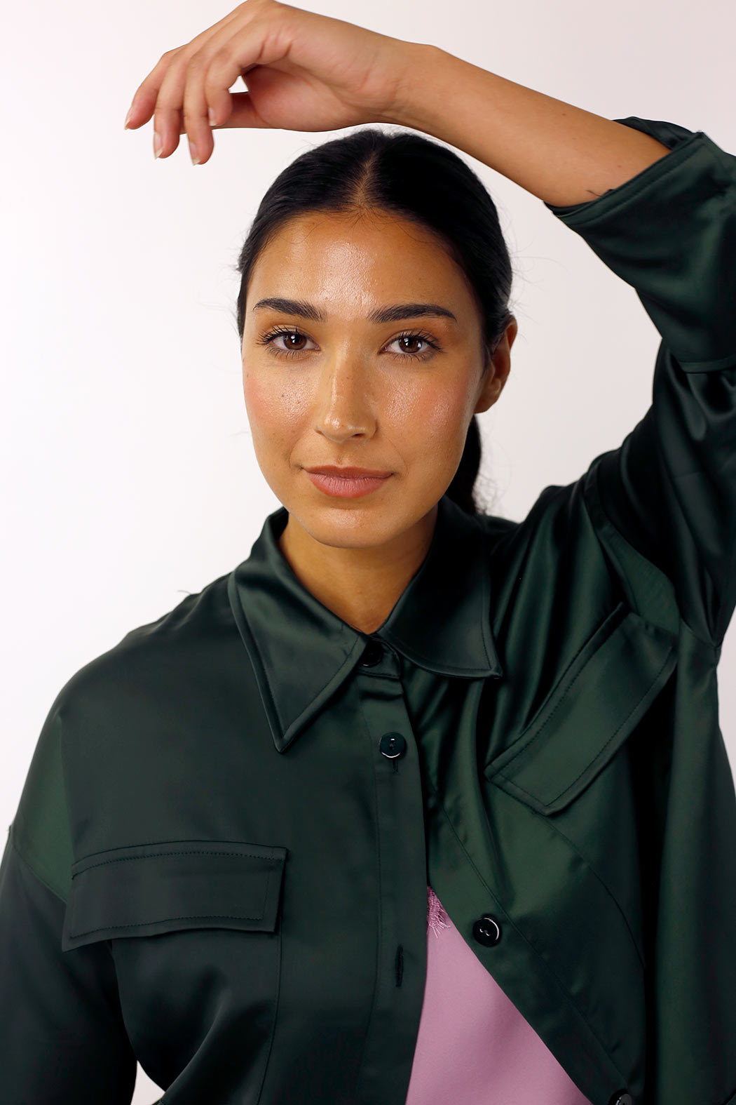 Forest Satin Shacket - FINAL SALE