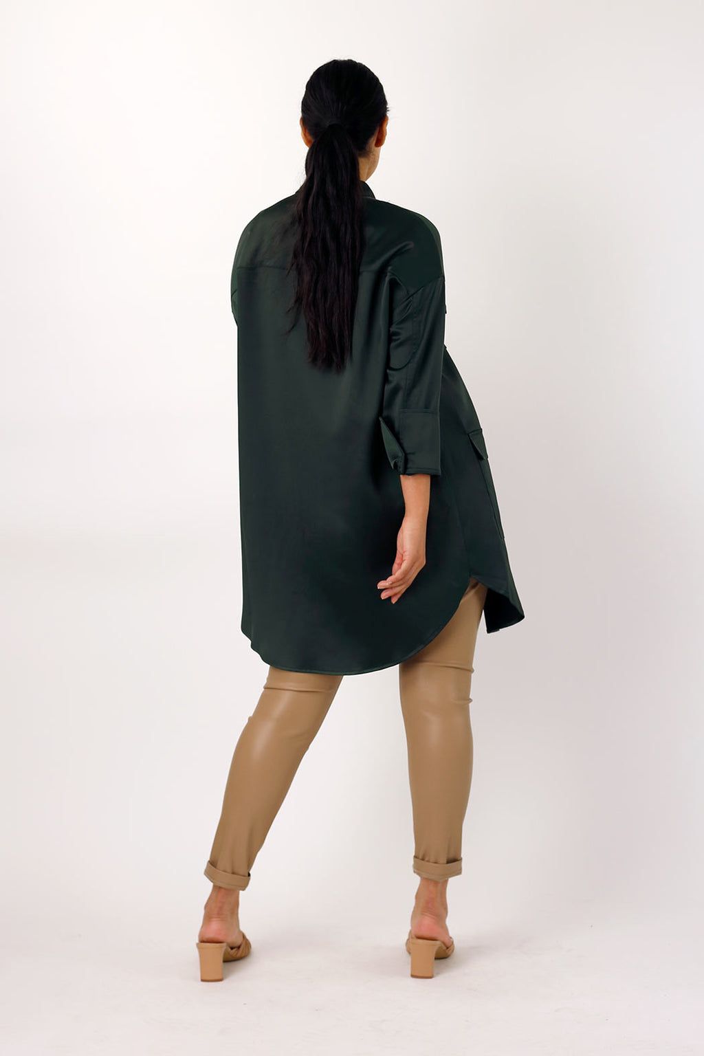 Forest Satin Shacket - FINAL SALE