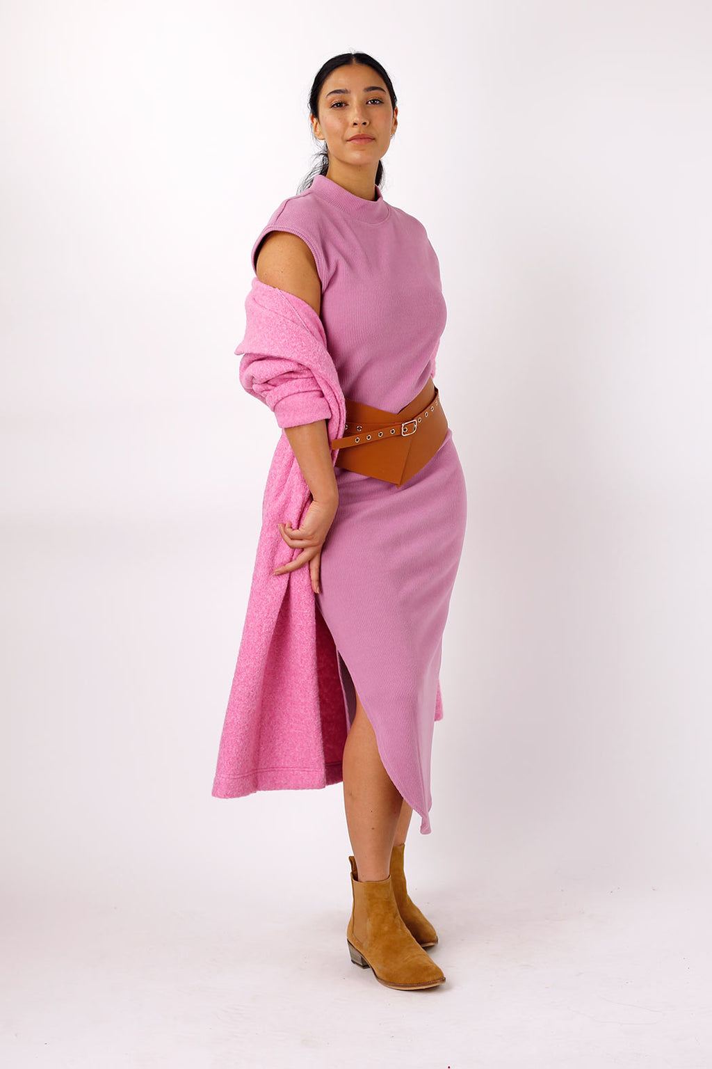 Pink Plush Rib Dress - SALE