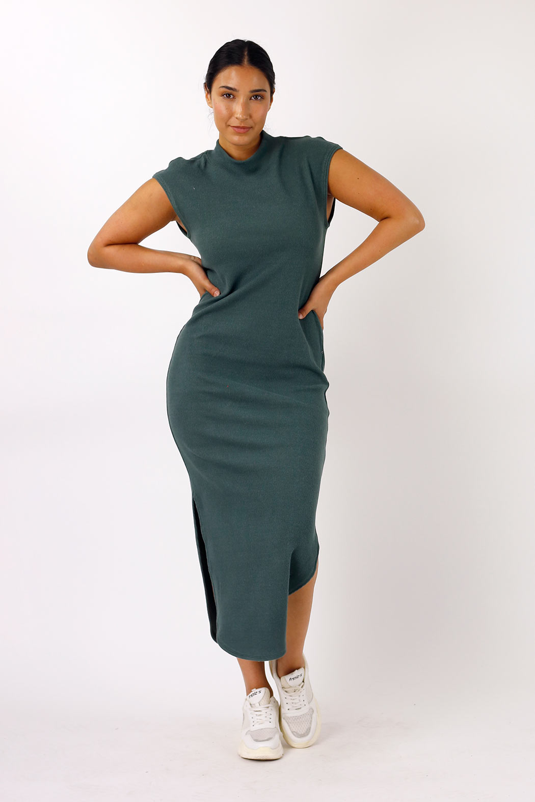 Khaki Plush Rib Dress - SALE