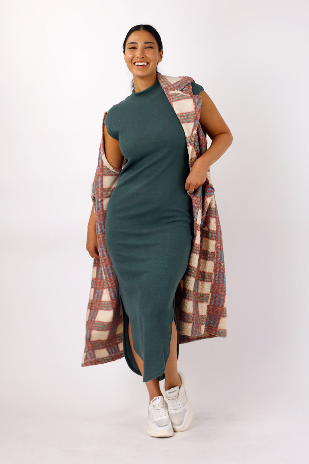 Khaki Plush Rib Dress - SALE