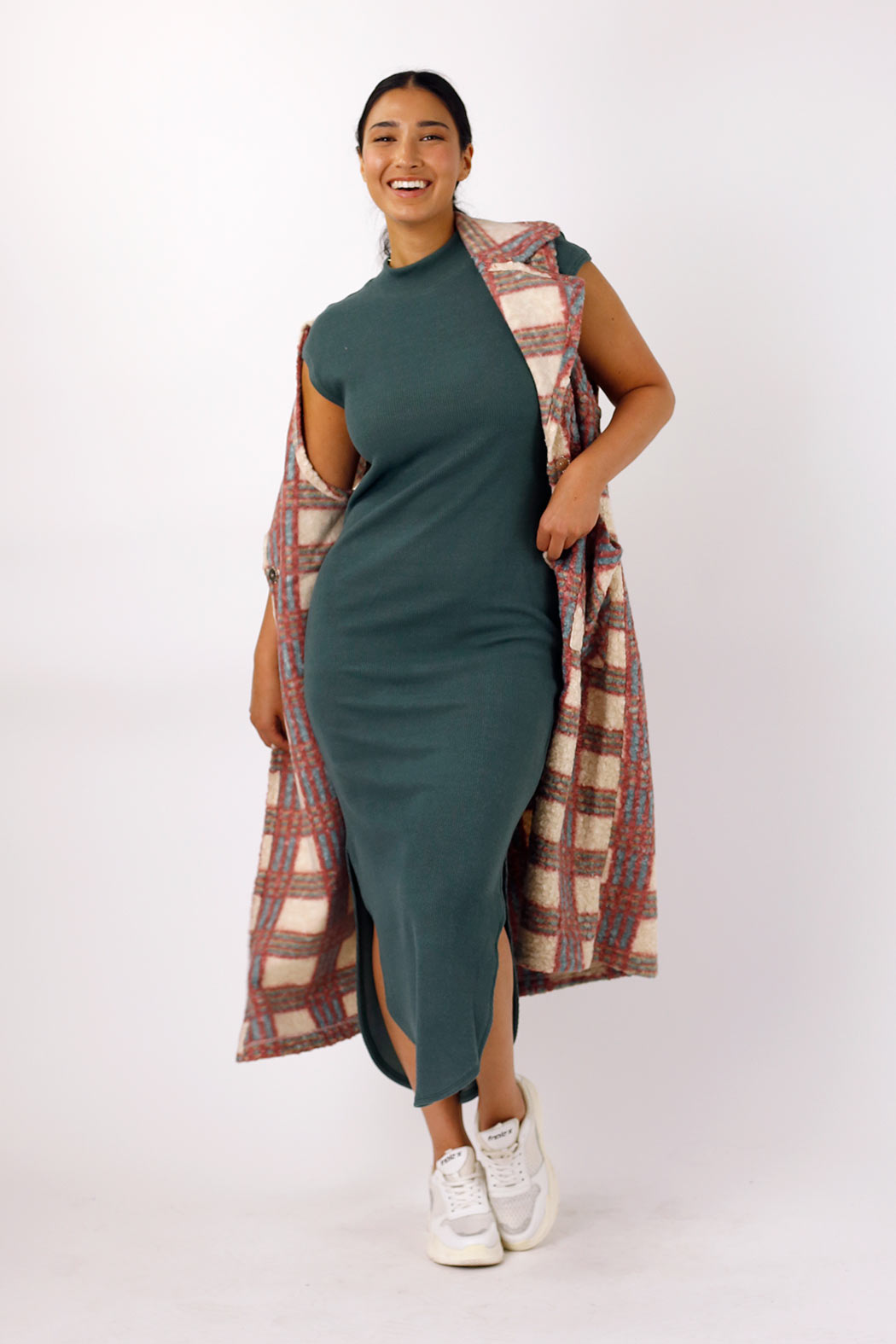 Khaki Plush Rib Dress - SALE