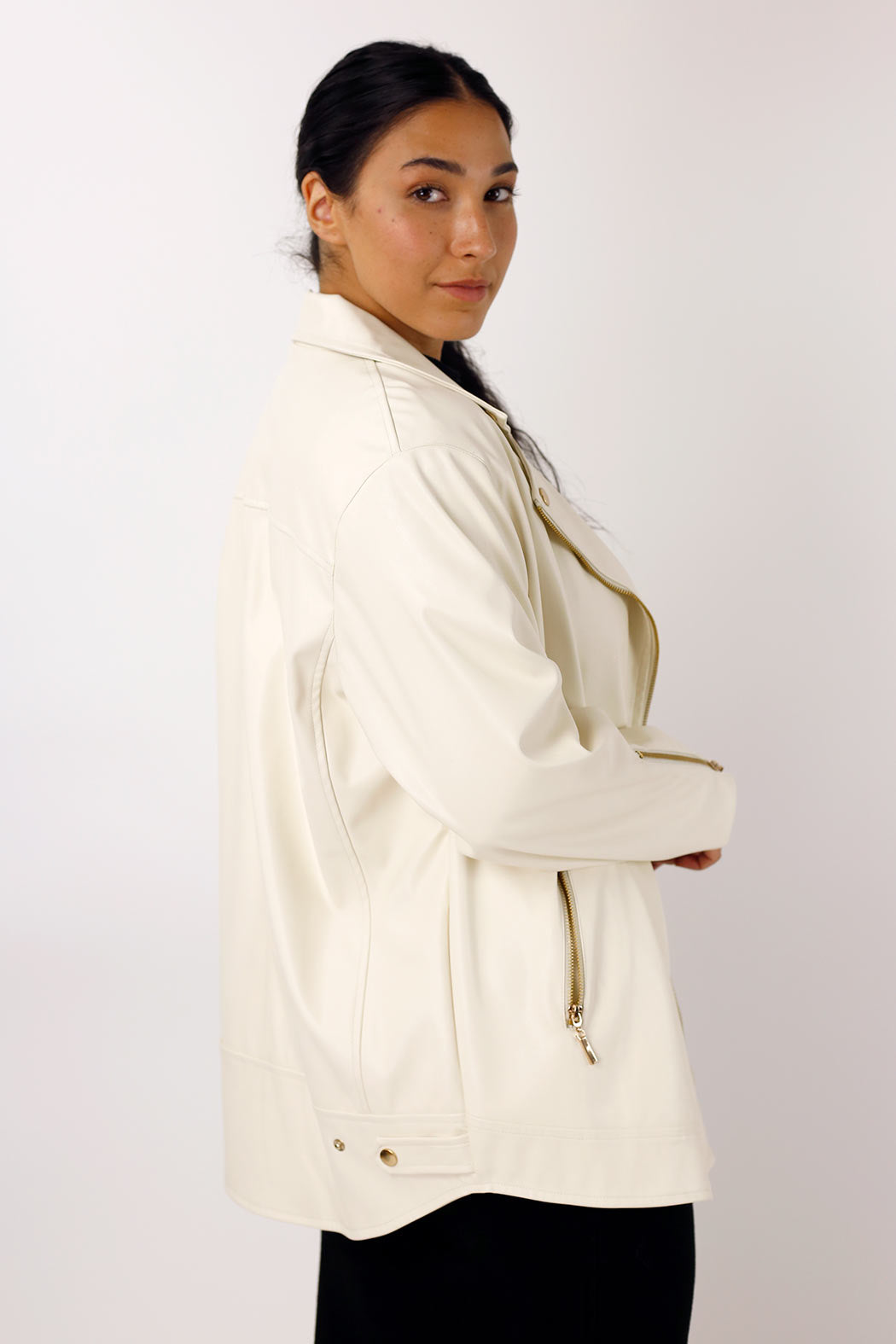 Ivory Vegan Leather Jacket - SALE
