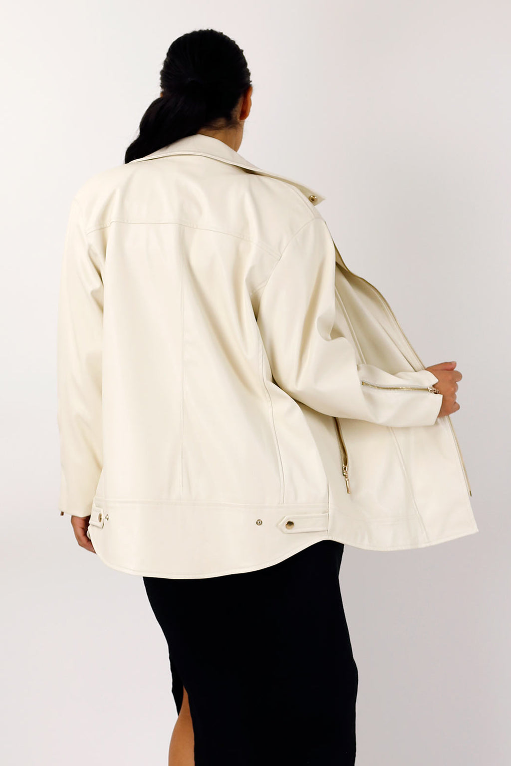 Ivory Vegan Leather Jacket - SALE