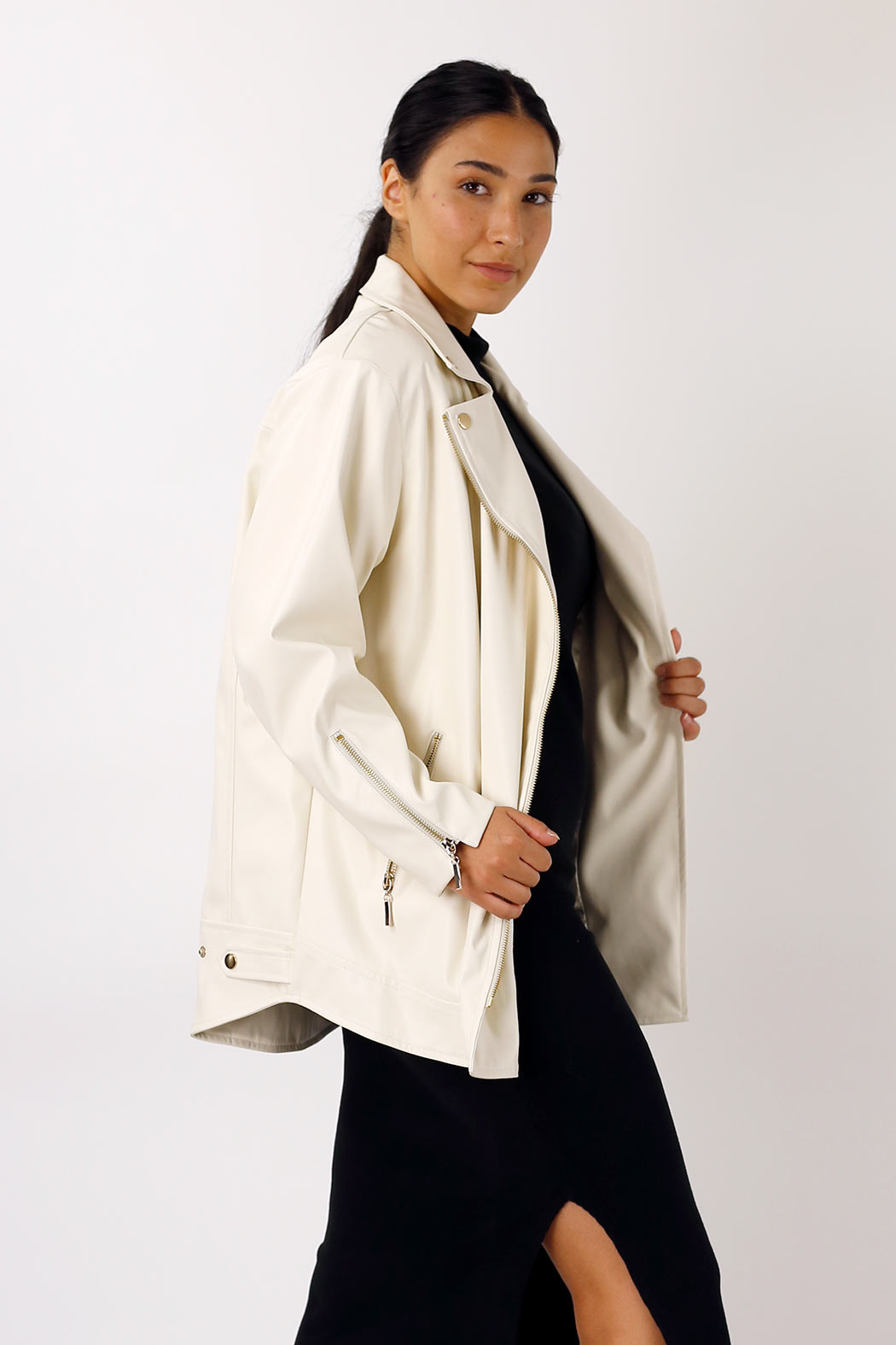 Ivory Vegan Leather Jacket - SALE