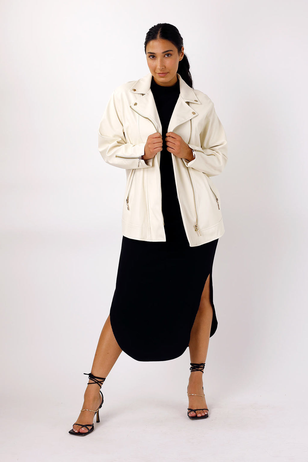 Ivory Vegan Leather Jacket - SALE