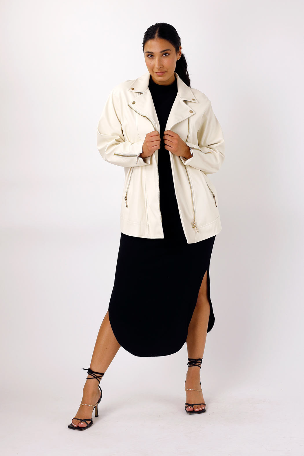 Ivory Vegan Leather Jacket - SALE