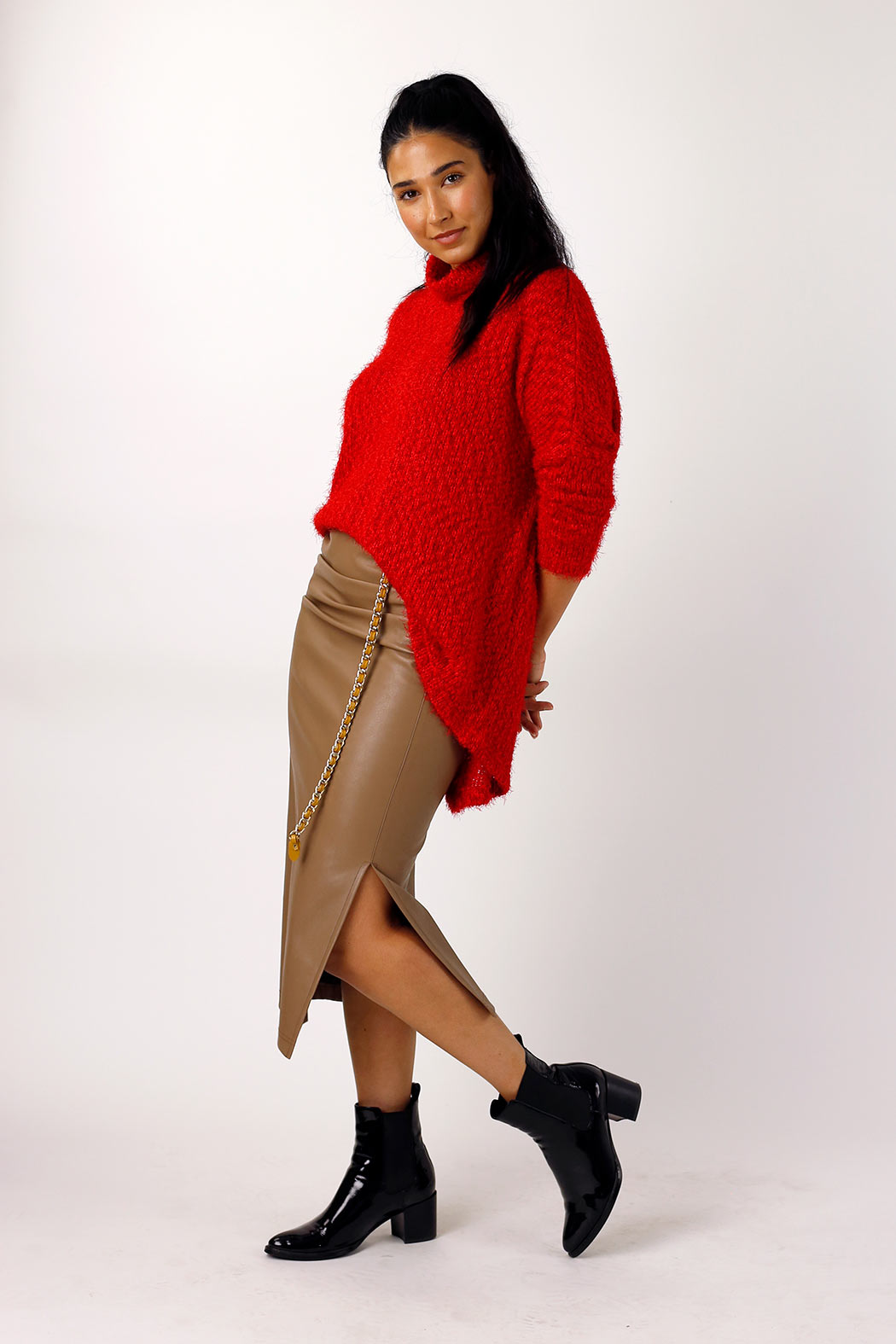 Red Fluffy Hi-Lo Jumper - SALE