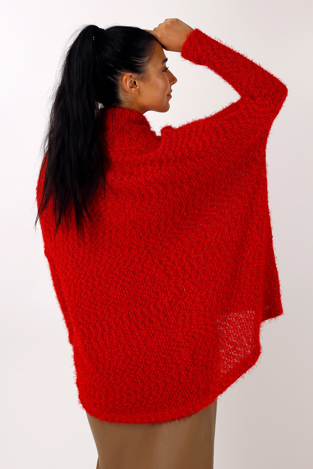Red Fluffy Hi-Lo Jumper - SALE