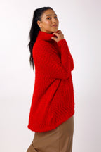 Red Fluffy Hi-Lo Jumper - SALE