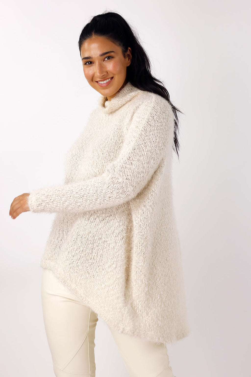 Ivory Fluffy Hi-Lo Jumper - SALE