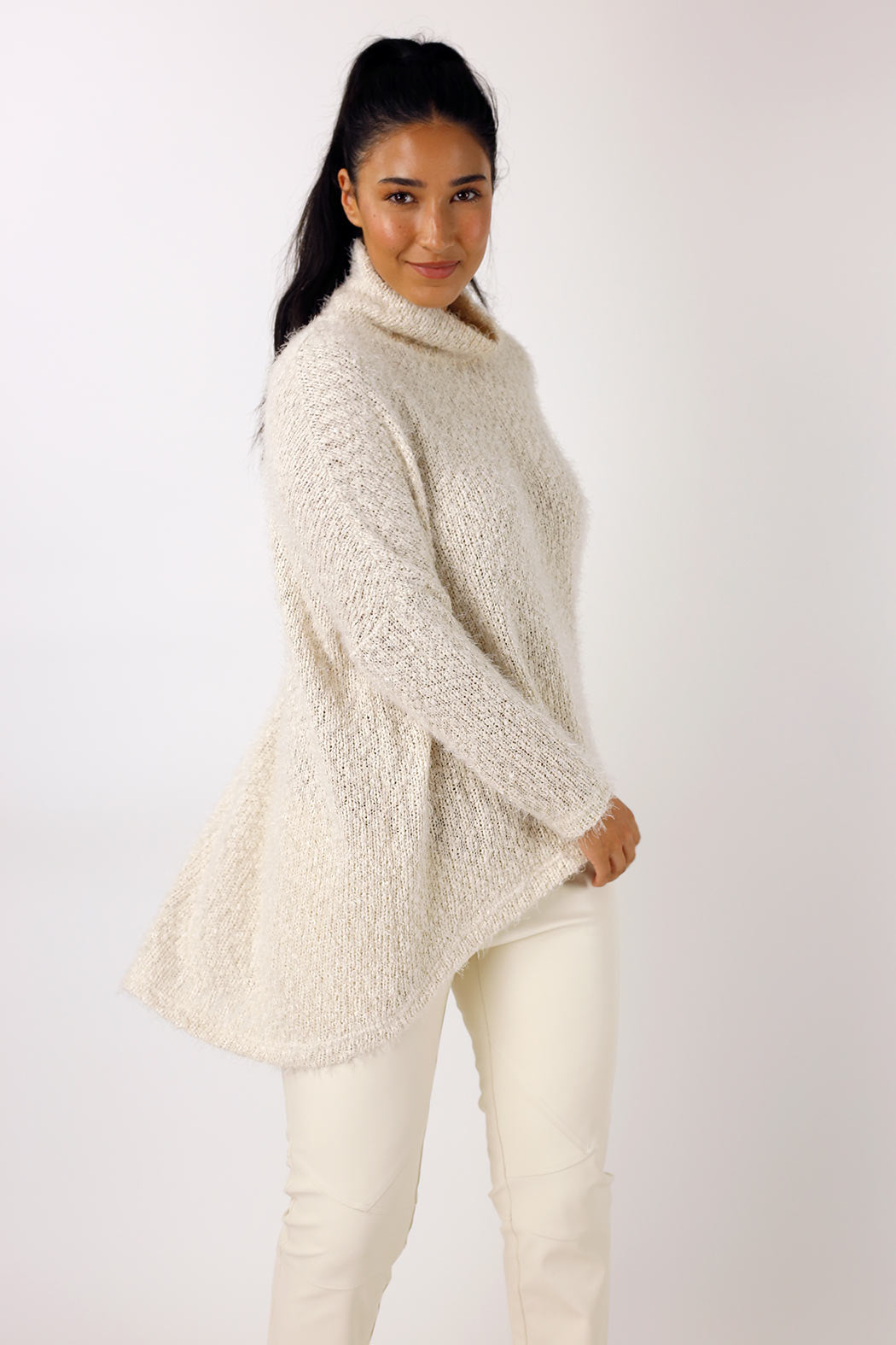 Ivory Fluffy Hi-Lo Jumper - SALE