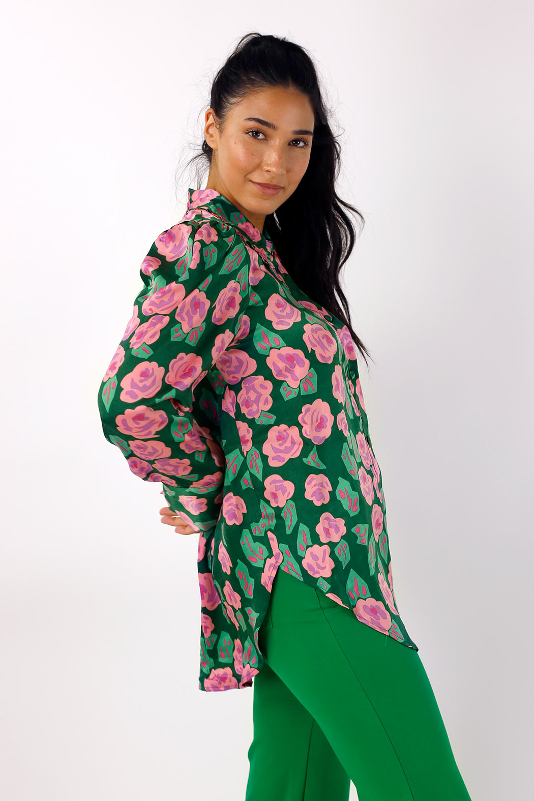 Pink/Green Ruffle Statement Shirt