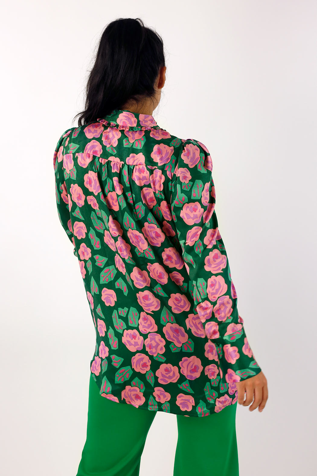 Pink/Green Ruffle Statement Shirt
