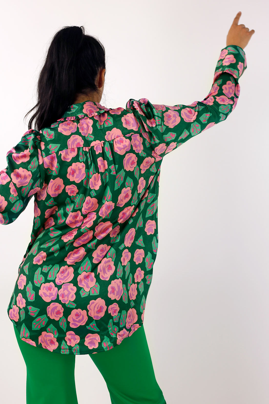 Pink/Green Ruffle Statement Shirt