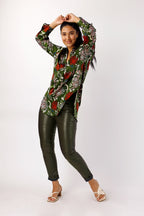 Khaki Floral Silky Gatsby Shirt - SALE