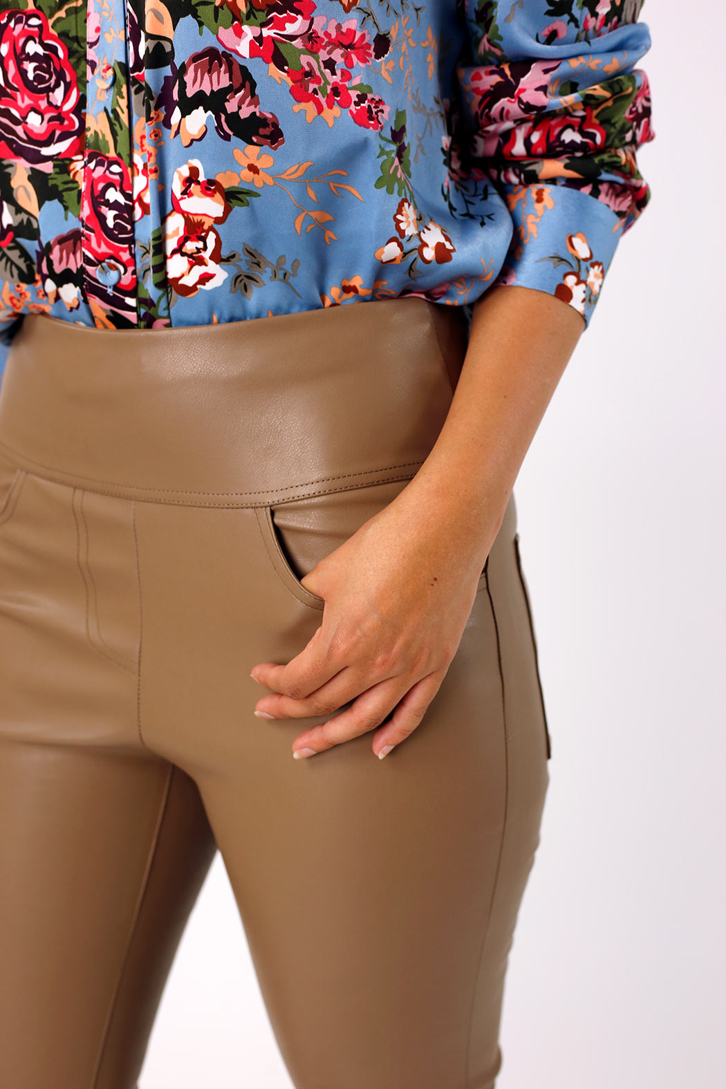 Mocha Vegan Leather Slim Pant - FINAL SALE