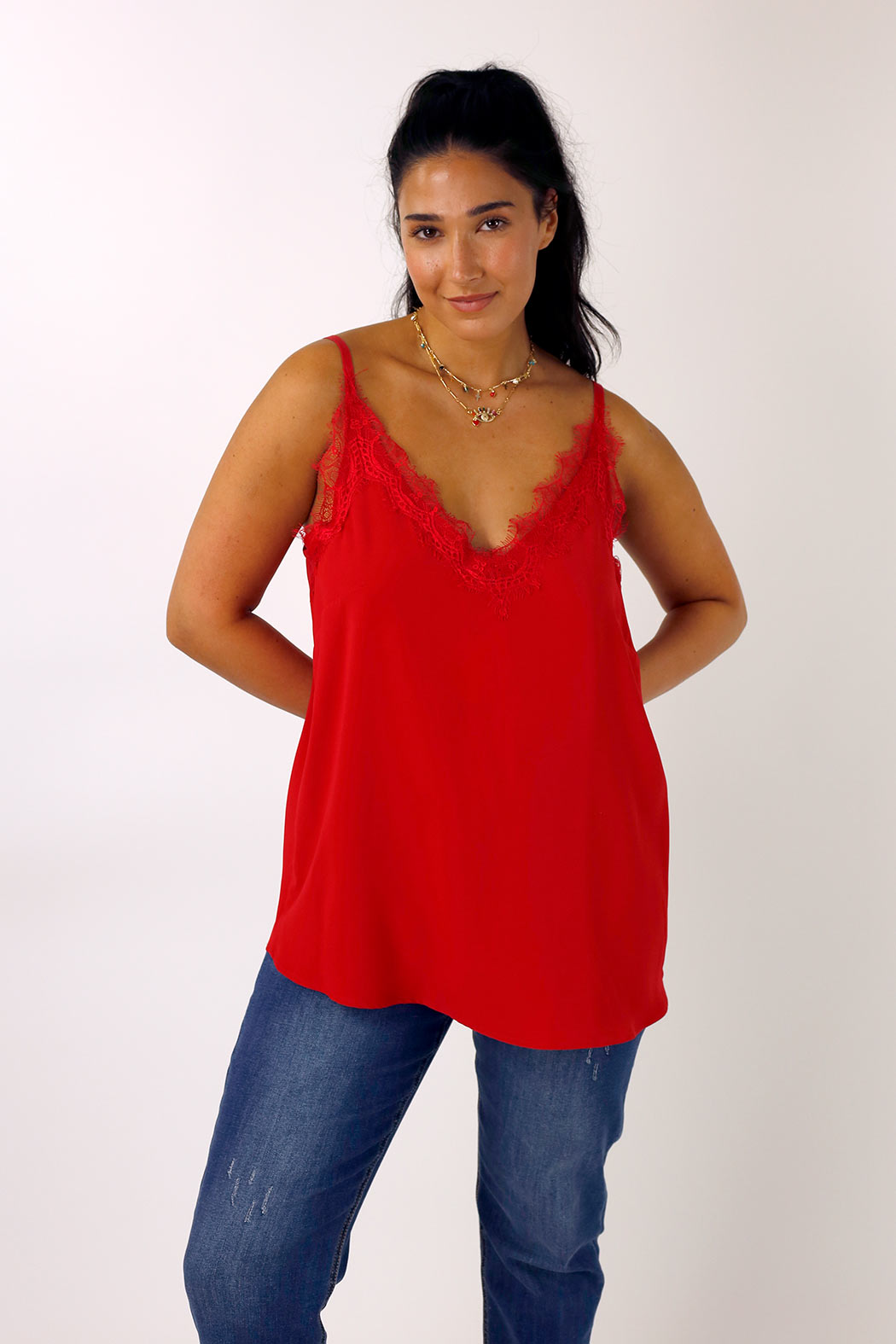 Red Soft Touch Lace Cami - SALE