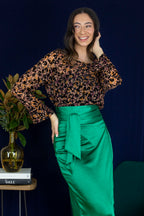 Black Tan Animal Velvet Raglan Top - Final Sale