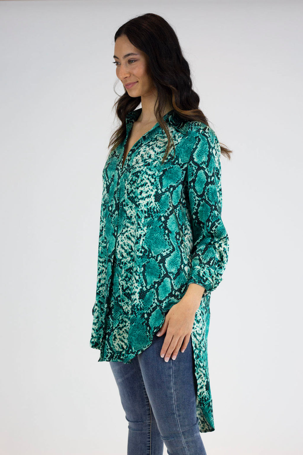 Jade Snake Boyfriend Maxi Shirt - Final Sale