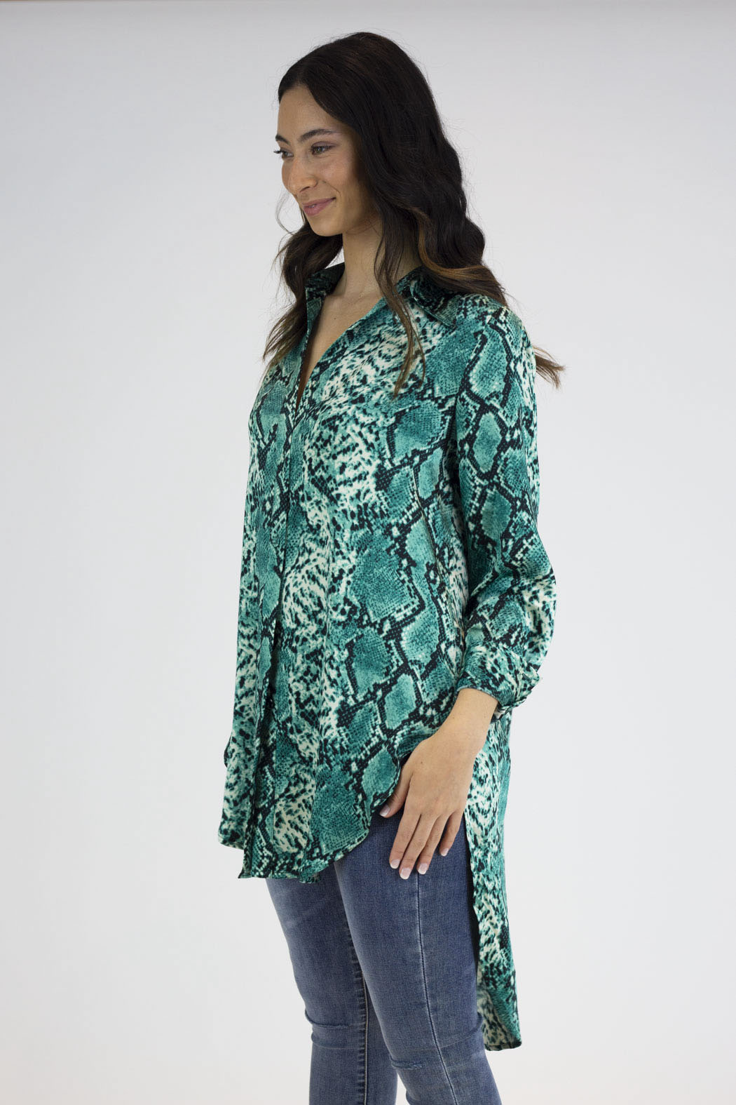 Jade Snake Boyfriend Maxi Shirt - Final Sale