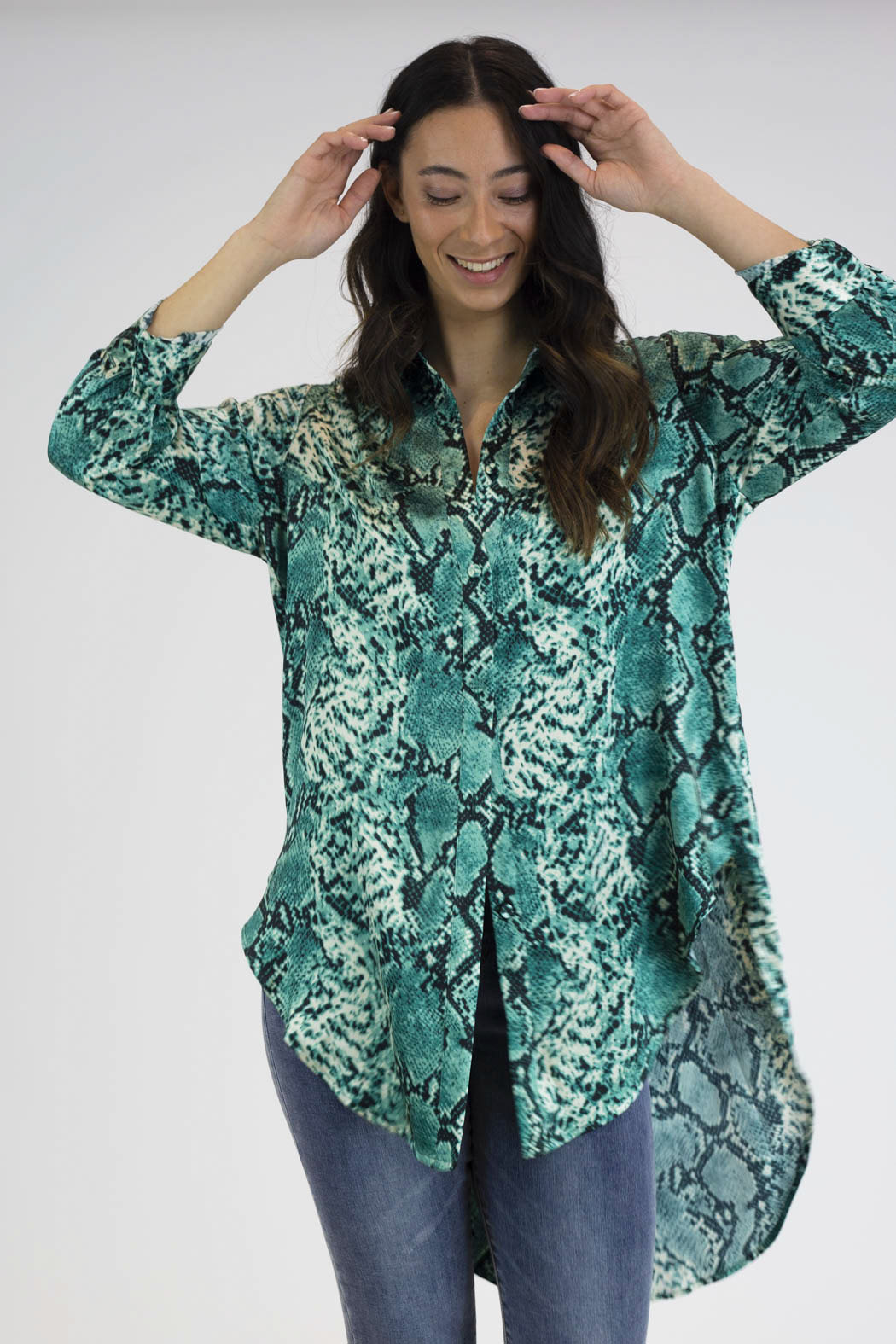 Jade Snake Boyfriend Maxi Shirt - Final Sale