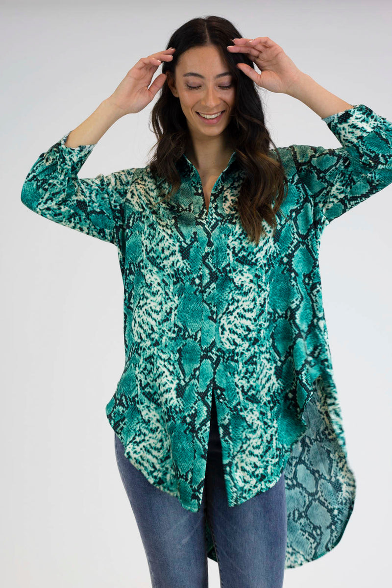 Jade Snake Boyfriend Maxi Shirt - Final Sale