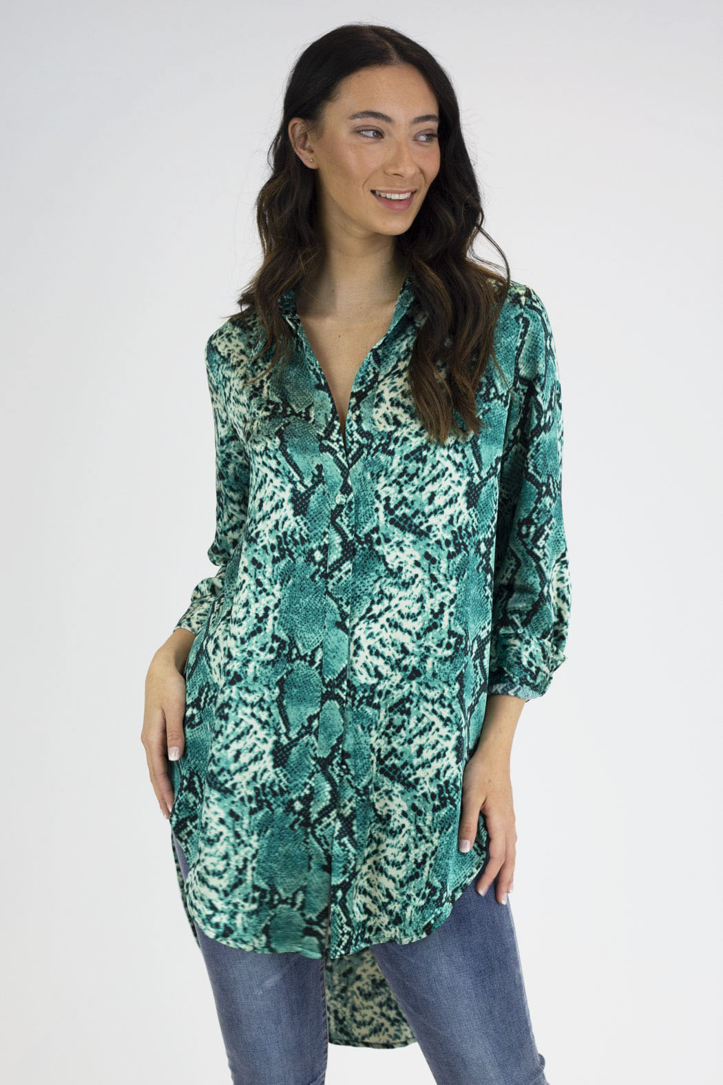Jade Snake Boyfriend Maxi Shirt - Final Sale