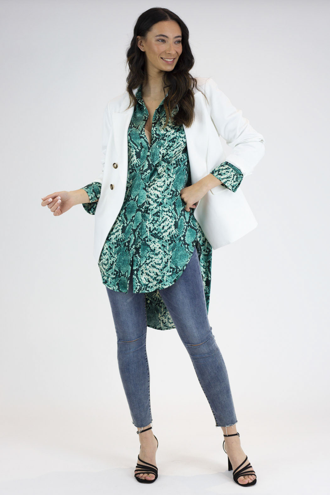 Jade Snake Boyfriend Maxi Shirt - Final Sale