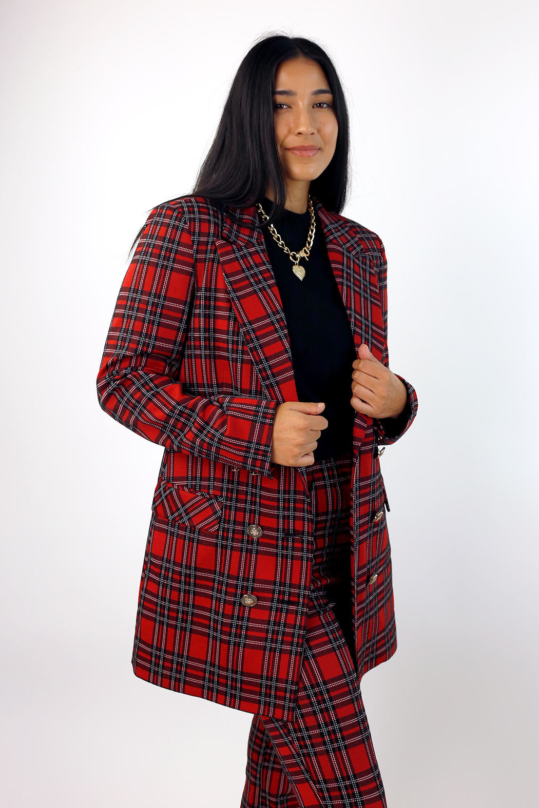 Red Tartan Ponte Blazer